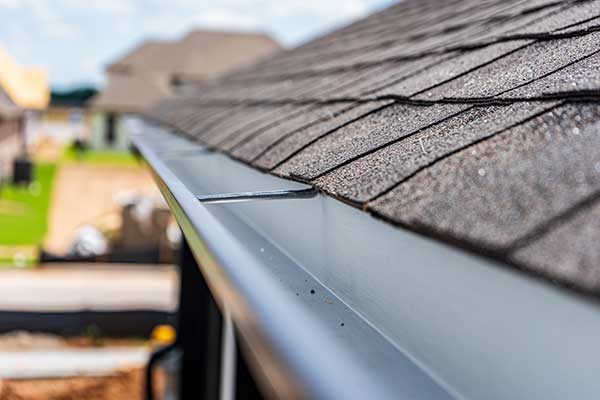 Close up of a gutter system on a home